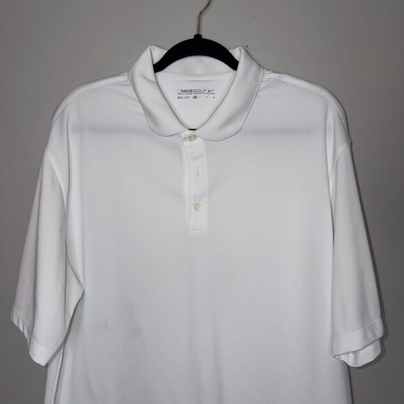 Nike Golf Dri Fit Mens Size XL White Performance Short Sleeve Activewear Polo - Picture 1 of 8